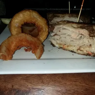 You need this: Jive Turkey Reuben and Onion Rings.