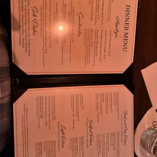 Dinner menu.