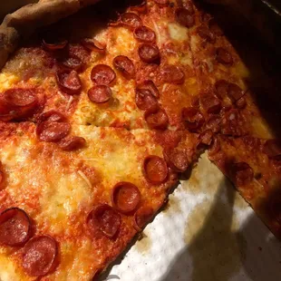 Cheese pie with pepperoni