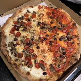 50/50 Pizza (Mushroom, Olive, Pepperoni)