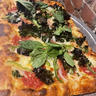 Square Pie with kale and green peppers