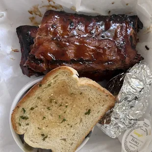 Rack, sweet potato and Cole Coleslaw with Texas garlic toast!