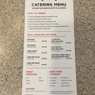 Catering menu