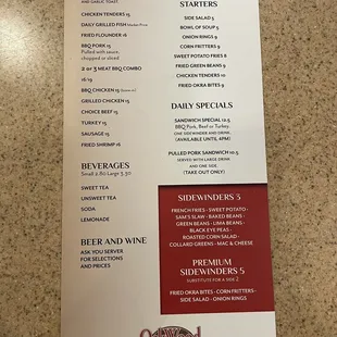 menu