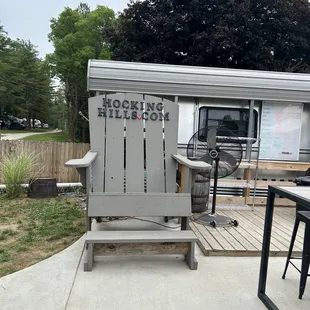  the back of a mobile home