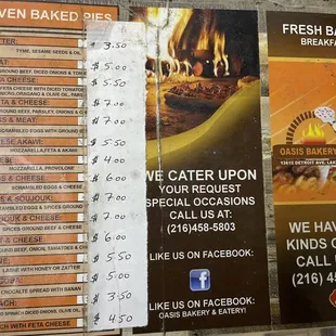 menus and prices