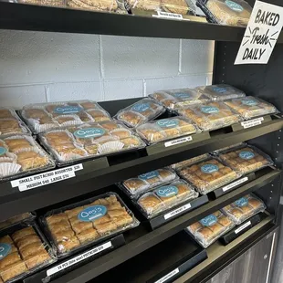 a display of baked goods