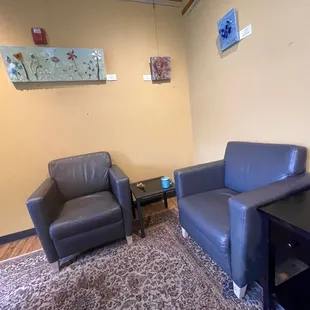 Cozy chairs in the back