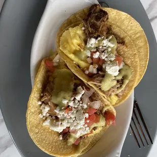 Pork carnitas breakfast taco special