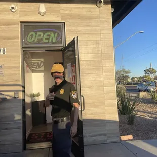Most dispensaries I go to nowadays don't even have a security guard, but this one has this Nazi