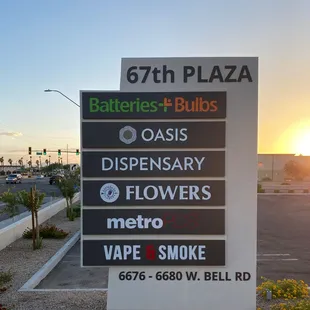 Oasis Cannabis Dispensary Glendale monument sign as seen from W Bell Rd.
