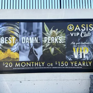 Oasis Dispensary - Oasis VIP Club parking lot billboard.