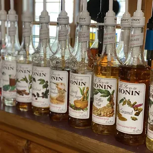 a row of liquor bottles