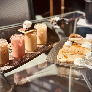 Iced coffee and cheesecake flights