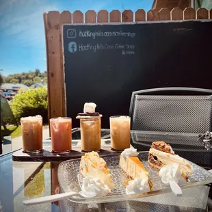 Iced coffee and cheesecake flights