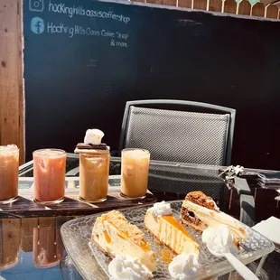 Iced coffee and cheesecake flights