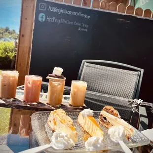 Iced coffee and cheesecake flights