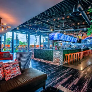 the bar and lounge area