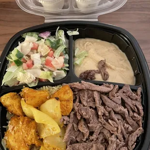 Mixed Platter with steak shawarma and chicken kabob