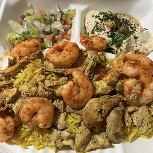 Grilled Shrimp platter Platters w/ extra Chicken Shawarma