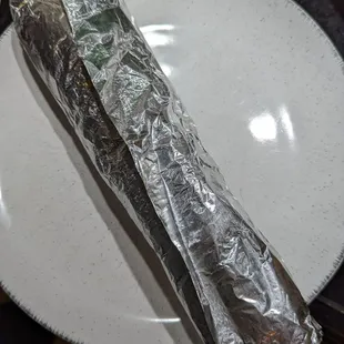 lamb shawarma wrap - longer than a dinner plate