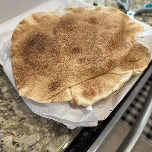 Pita bread on our mixed grill ordered without gluten.