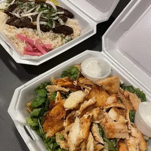 Kafta Kabob and Fattoush with Chicken Shawarma