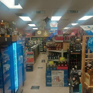 the inside of a liquor store