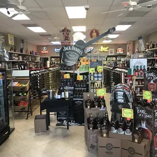 the inside of a liquor store