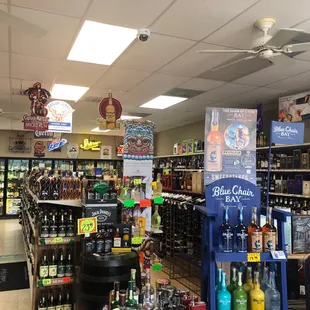 the inside of a liquor store