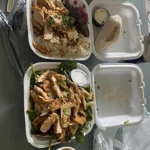 Lunch specials: chicken shawarma and Shish kofta and also a Fattoush with chicken shawarma