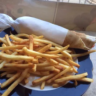 pita kafta. beef and hummus, plus side of fries. cheap, quick, and pretty good