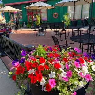 Outdoor seating in the summer