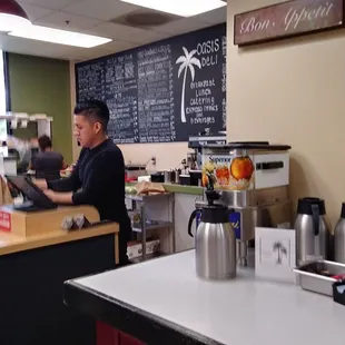 After I ordered I waited off to the side where the coffee was.