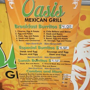 Oasis Mexican Grill - May 2018 - Now accepting credit cards! Prices also went up $0.50.