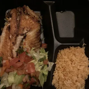 Fish plate. It comes with a salad not included in picture and a drink. Fish is very fresh.