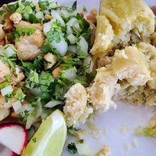 We read the reviews and decided to try it.  It was worth it! My husband had fish tacos (unbreaded) and I had a tamale and chicken taco.