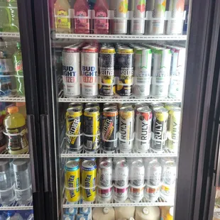 Beverages in the pool store. Nice variety.