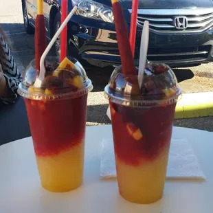 two drinks on a table