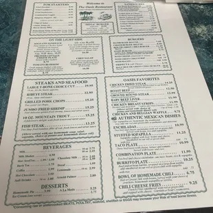 menu