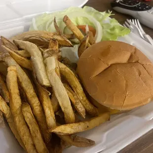 Burger and fries.