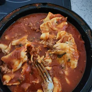 My meatless meat ravioli.  Total mess.