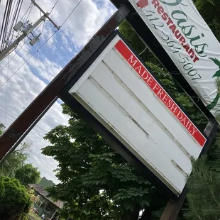 a sign for the restaurant