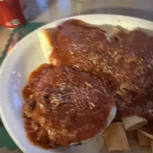 Chicken parm and rigatoni