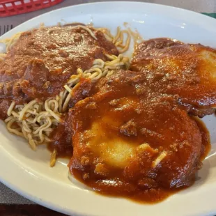 Chicken Parmesan and homemade pasta