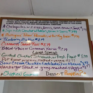 Daily specials all sounded good
