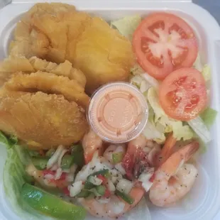 Breadfruit Tostones and Shrimp Salad (Tostones de Pana y Camarones en Ensalada)