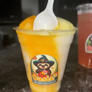 Italian ice lime, piña and mango