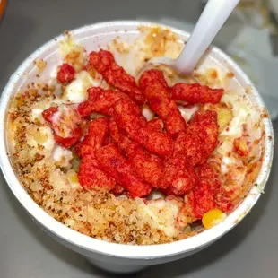 Regular elote I forgot to get the hot Cheeto one so I added them