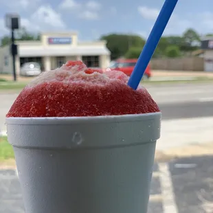 Strawberry snowball with condensed milk